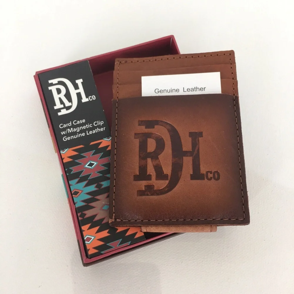 Red Dirt Hat Co Mens Southwest Magnetic Leather Card Case NEW Wallet Brown NWT